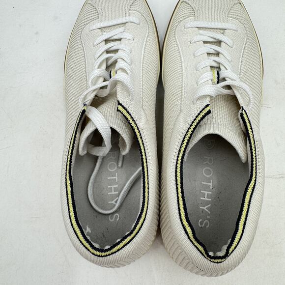 Rothy’s The Lace Up Sneaker Vanilla Ivory Knit Gum Women's 9 Hidden Heel Low Top - Picture 5 of 13